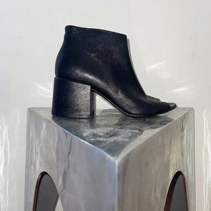 MARGIELA black leather open toe block heel ankle boots by MM6 size 8